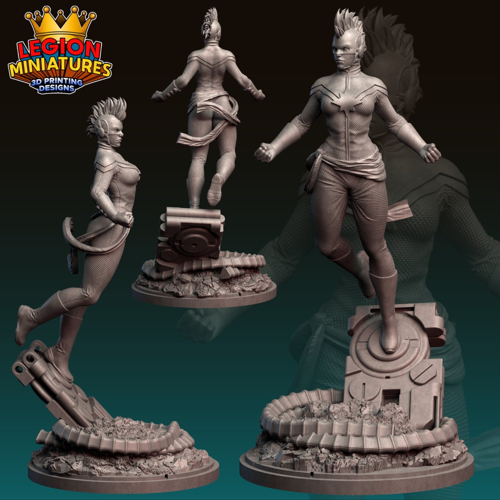 Captain Marvel Fan-Art 40mm Miniature (Sculpted by Legion Miniatures) (Crisis Protocol Proxy/Alternative)