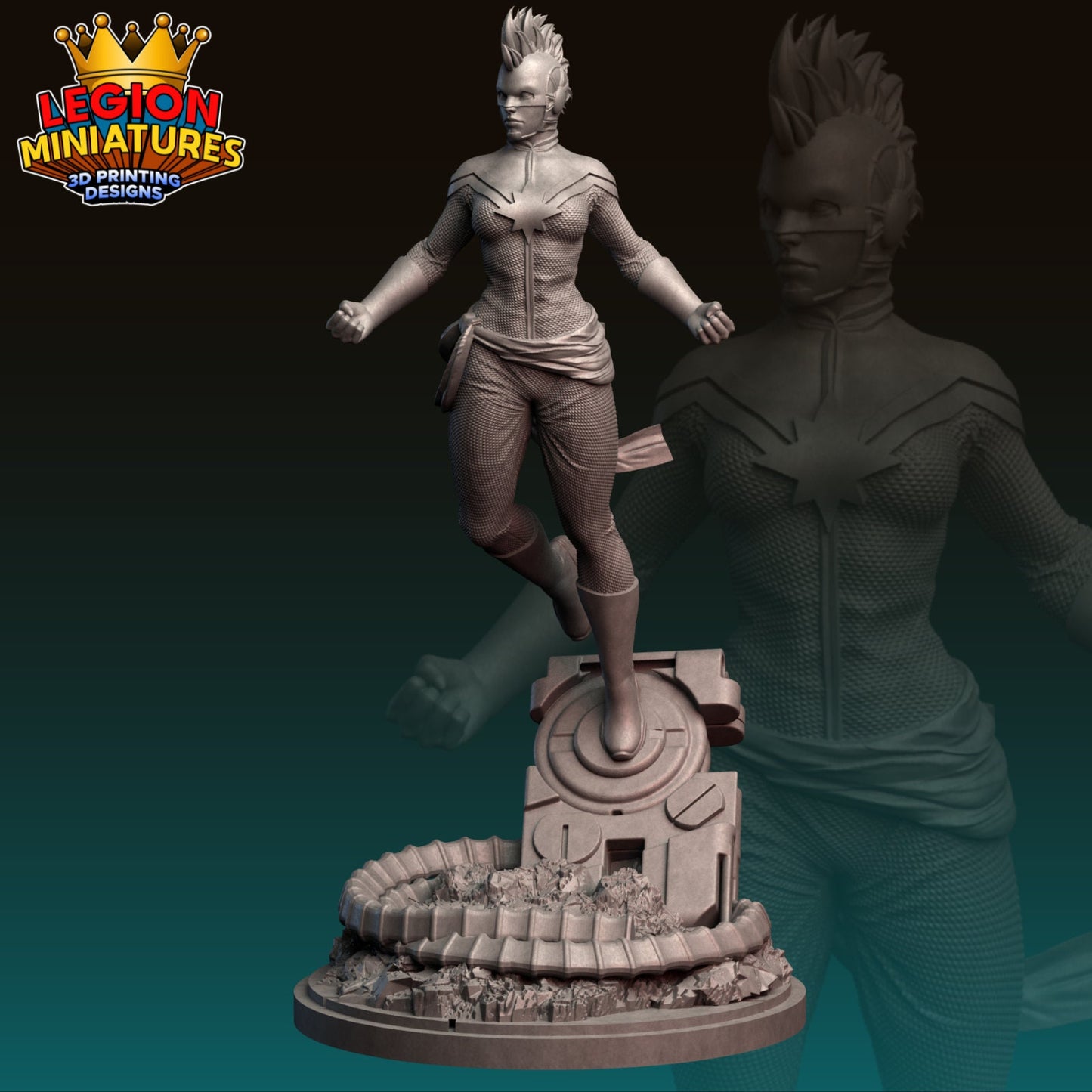 Captain Marvel Fan-Art 40mm Miniature (Sculpted by Legion Miniatures) (Crisis Protocol Proxy/Alternative)