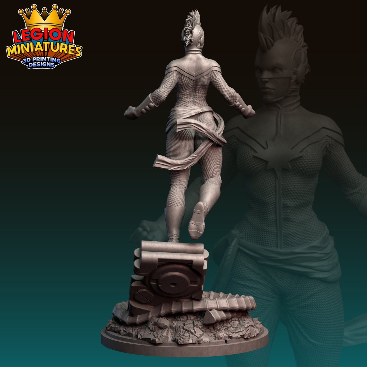 Captain Marvel Fan-Art 40mm Miniature (Sculpted by Legion Miniatures) (Crisis Protocol Proxy/Alternative)