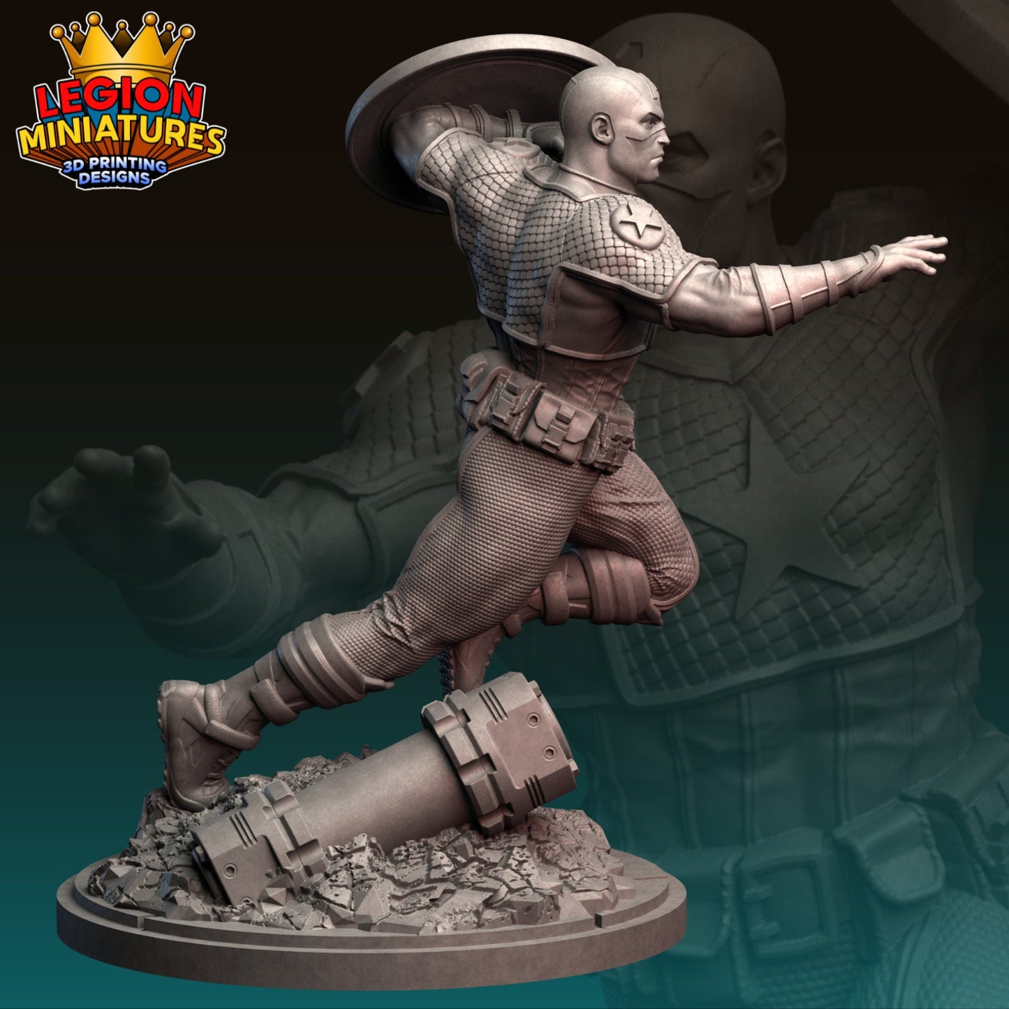Ultimate Captain America Fan-Art 40mm Miniature (Sculpted by Legion Miniatures) (Crisis Protocol Proxy/Alternative)