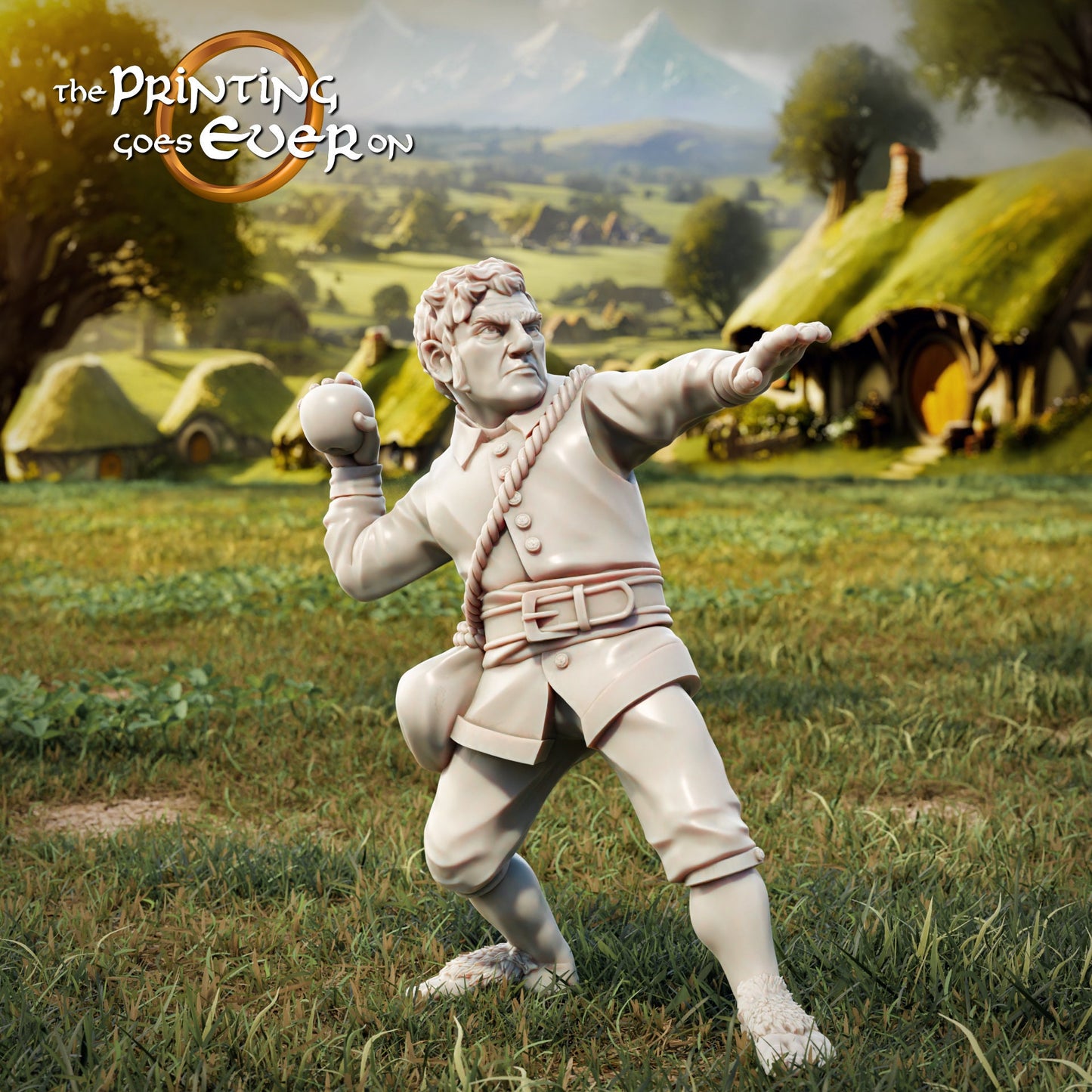 Halfling Thrower (sculpted by Print Goes Ever On)