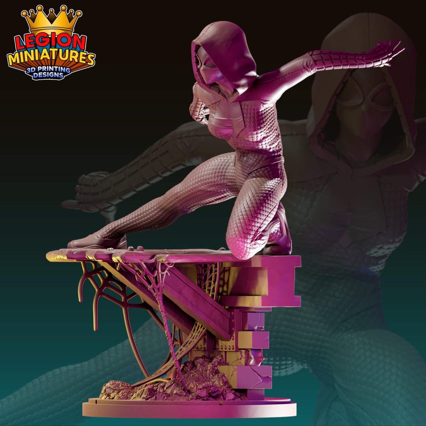 Gwen - Fan Art 40mm Miniature (Sculpted by Legion Miniatures) (Crisis Protocol Proxy/Alternative)