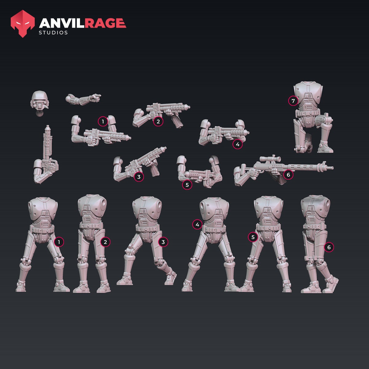 Assassination Droids - set of 7 (Sculpted by Anvilrage Studios)