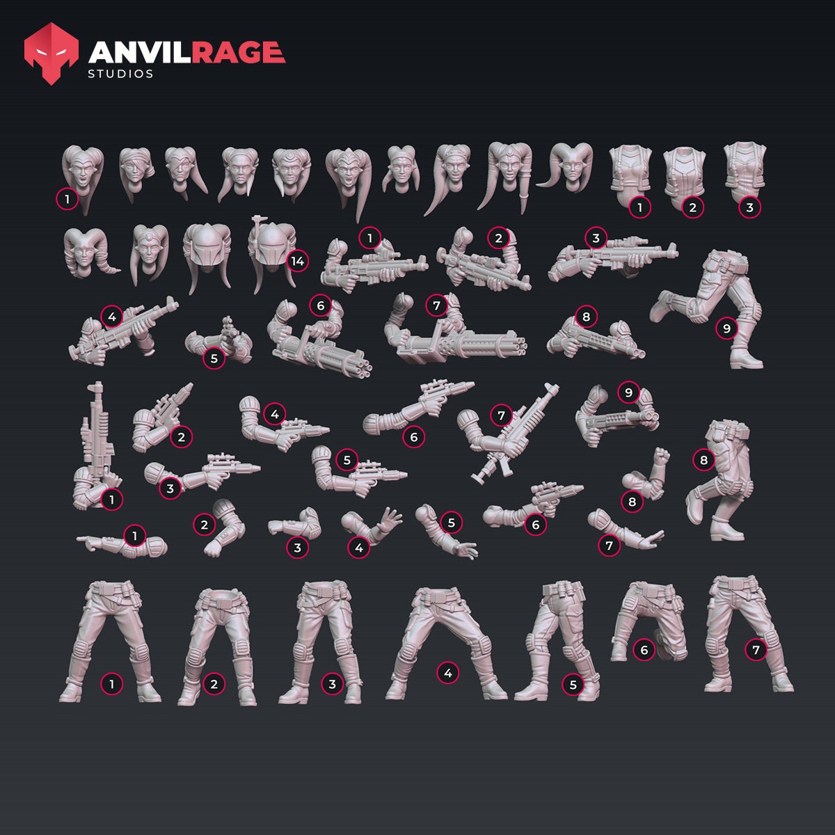 Female Freedom Fighters - set of 9 (Sculpted by Anvilrage Studios)