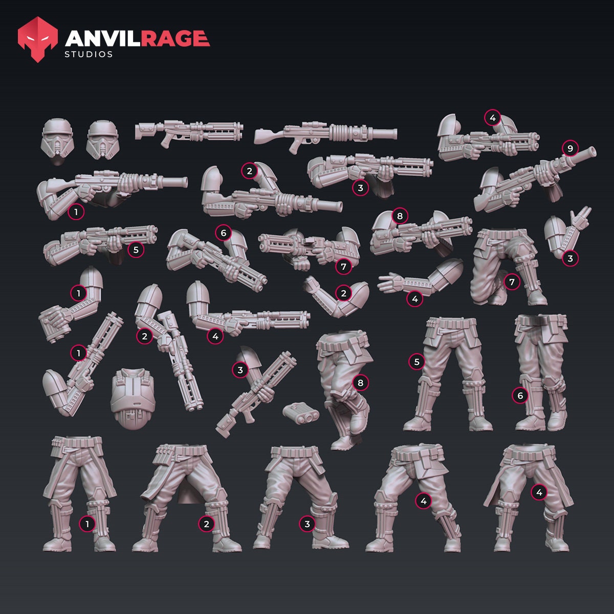 Gunline Troopers - set of 8 (Sculpted by Anvilrage Studios)