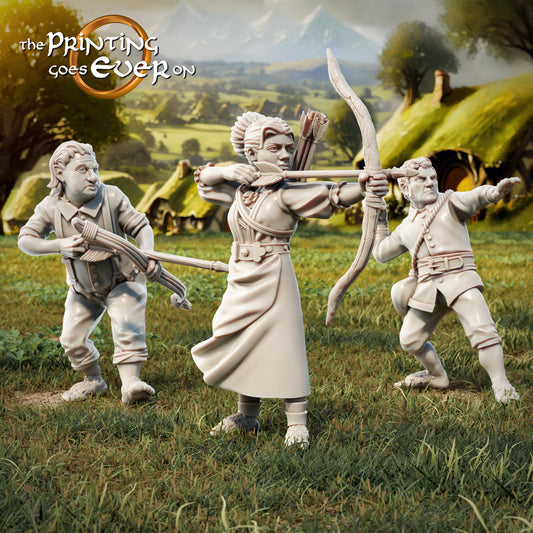 Halfling Bowmen/Thrower - Set of 3 (sculpted by Print Goes Ever On)