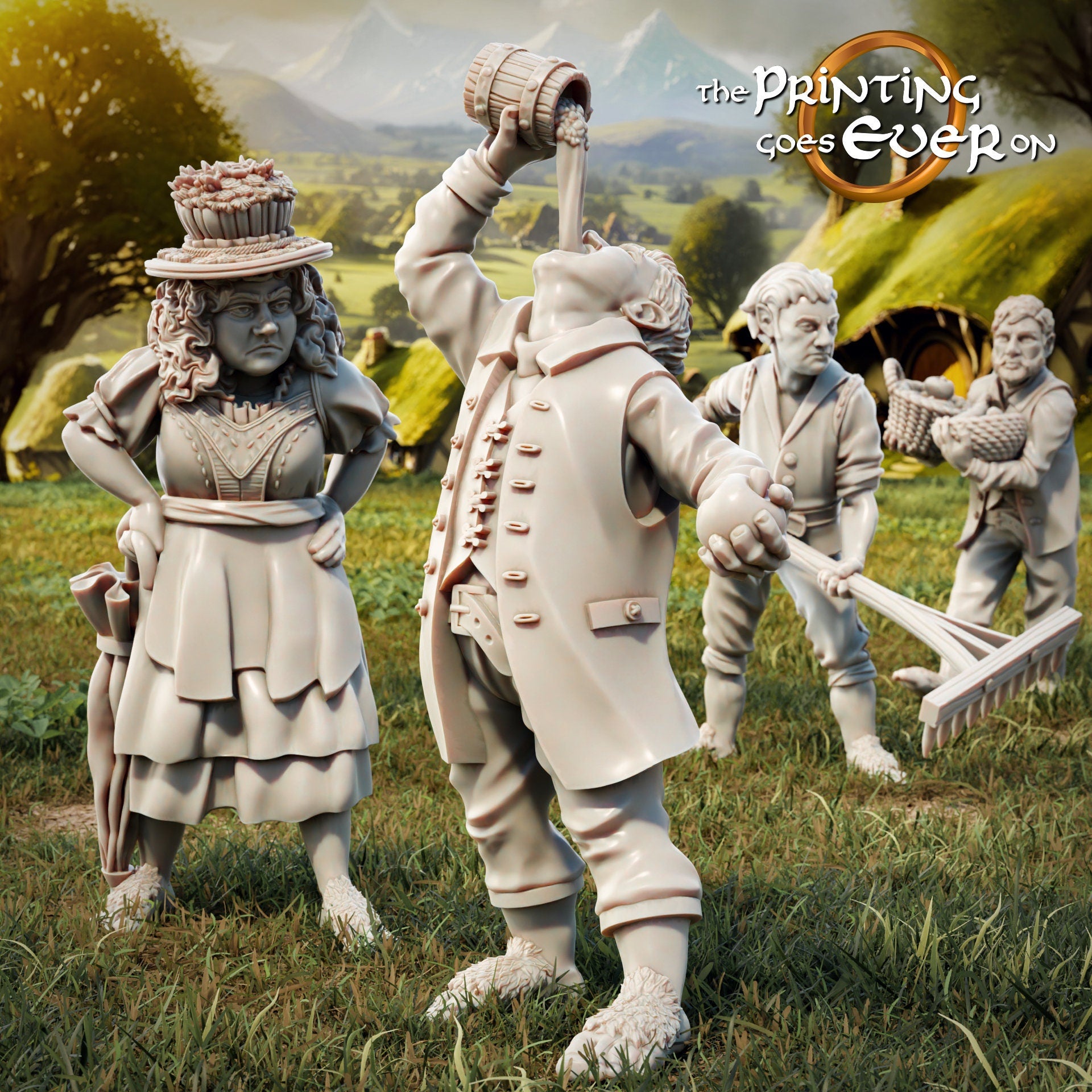 Halfling Commoners - Set of 4 (sculpted by Print Goes Ever On)