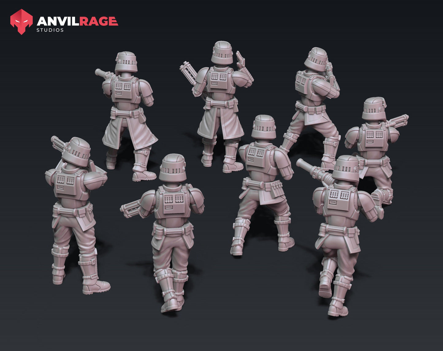 Gunline Troopers - set of 8 (Sculpted by Anvilrage Studios)