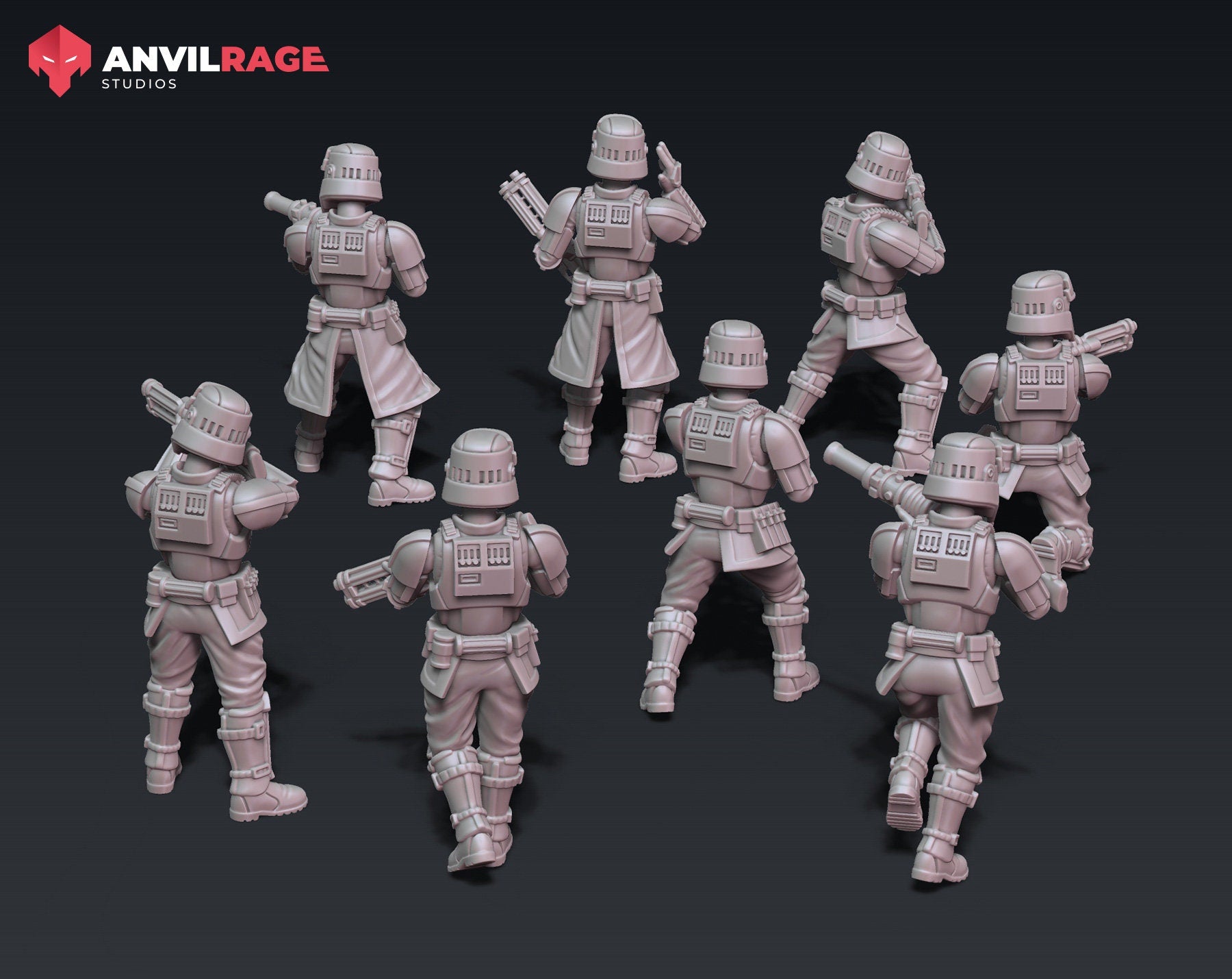 Gunline Troopers - set of 8 (Sculpted by Anvilrage Studios)