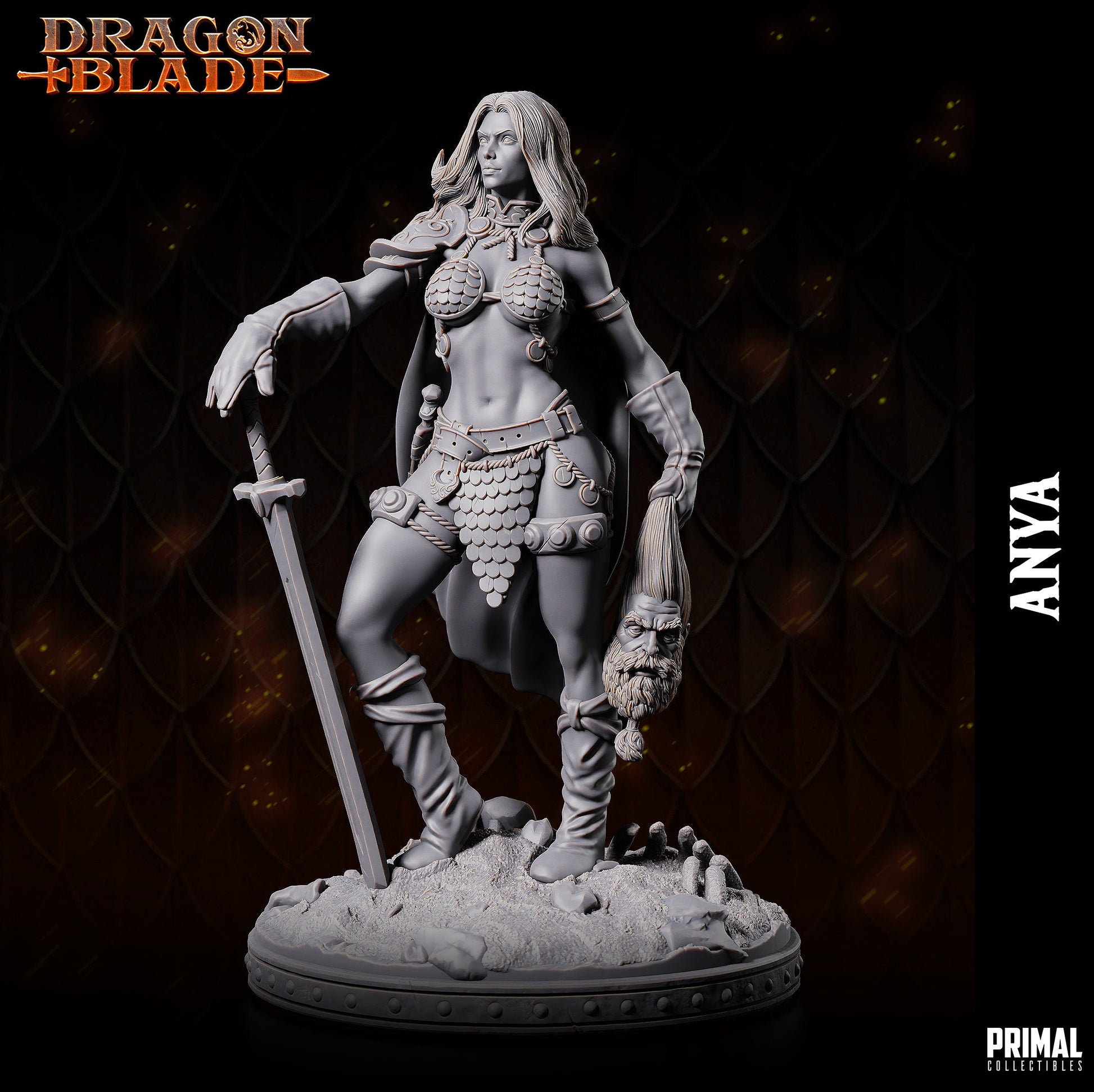 Anya - Female Barbarian (32mm / 75mm / Bust) - Sculpted by Primal Collectibles