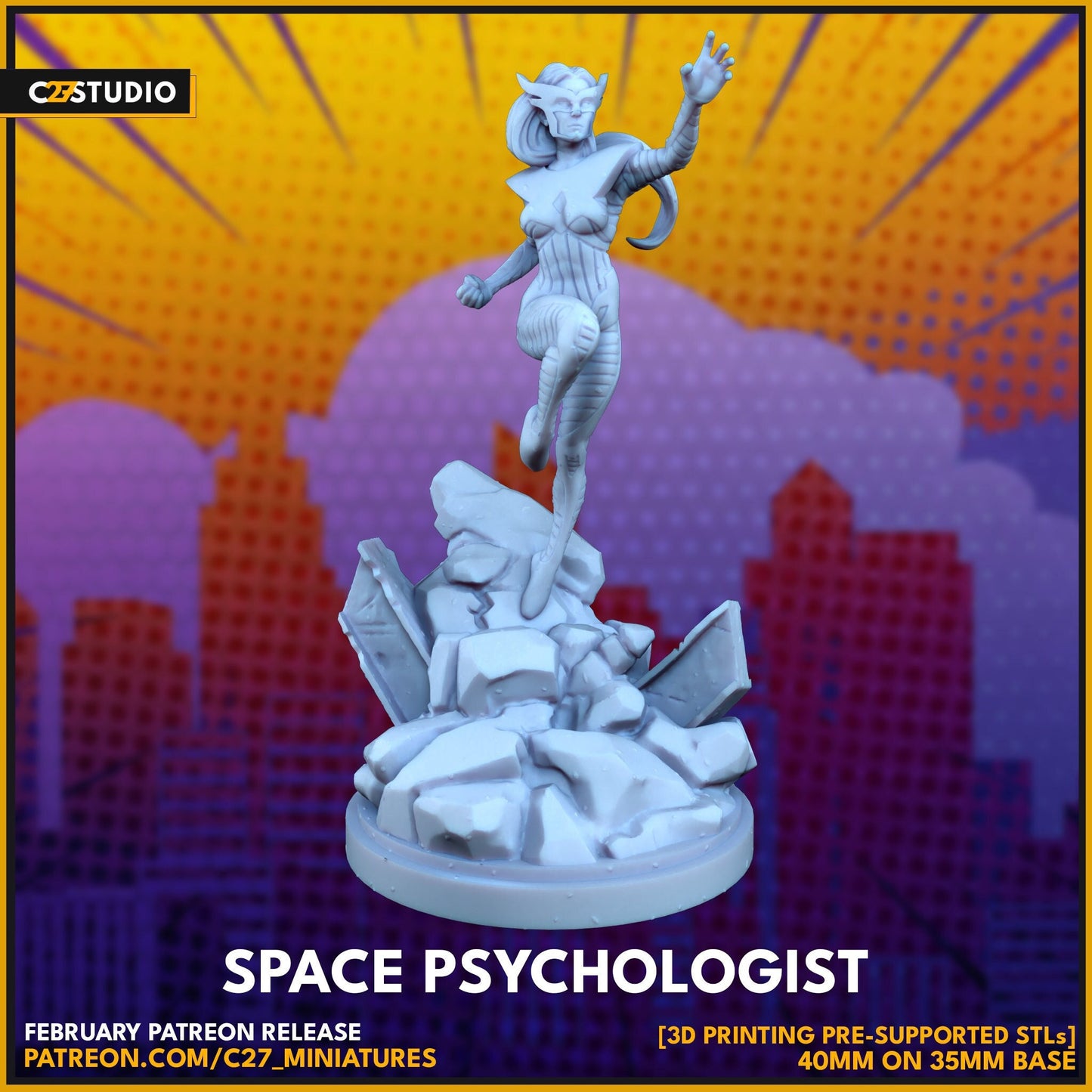 Meteorite / Space Psychologist 40mm miniature (fan art sculpted by C27 collectibles) (Crisis Protocol Proxy/Alternative)