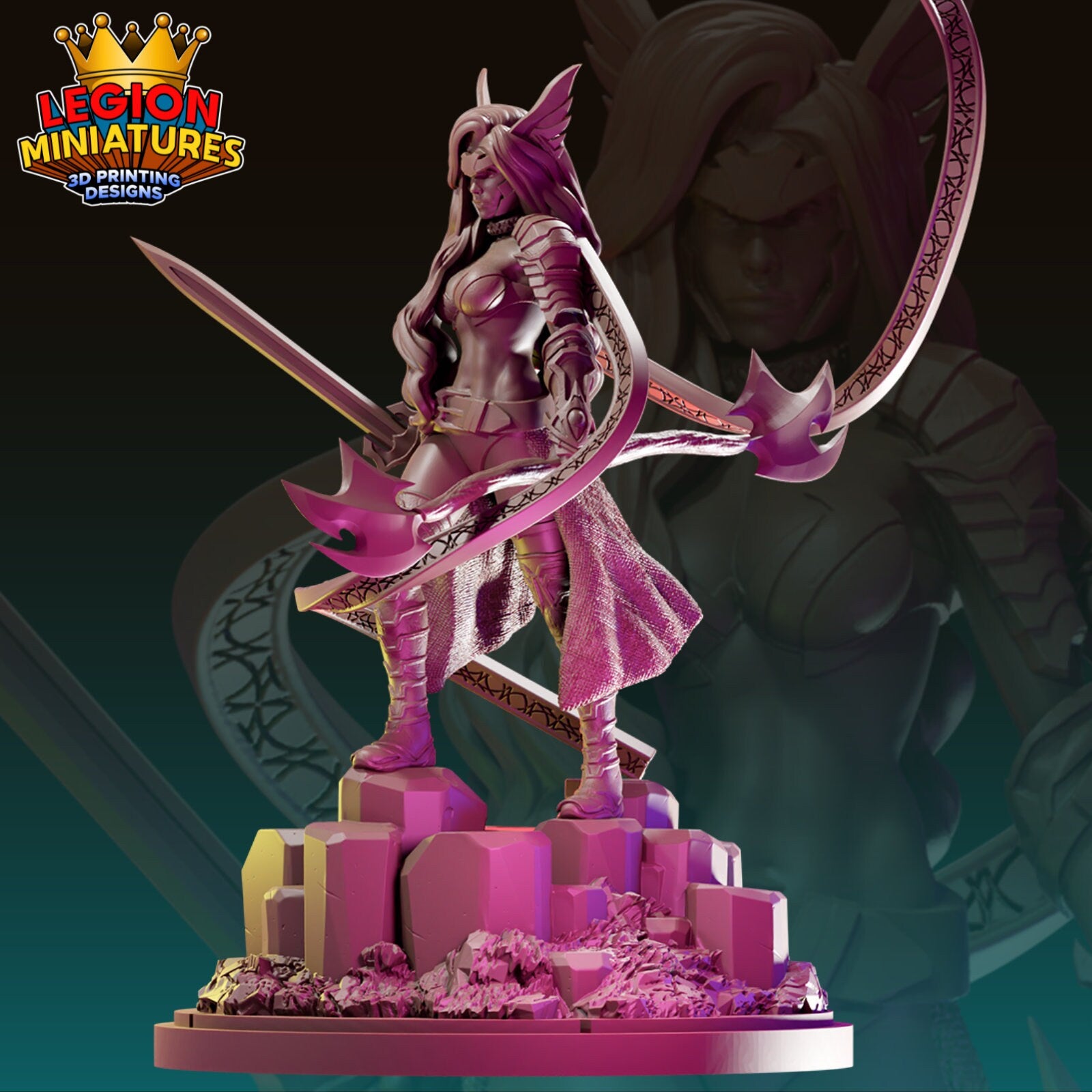 Angela Fan Art 40mm Miniature (Sculpted by Legion Miniatures) (Crisis Protocol Proxy/Alternative)