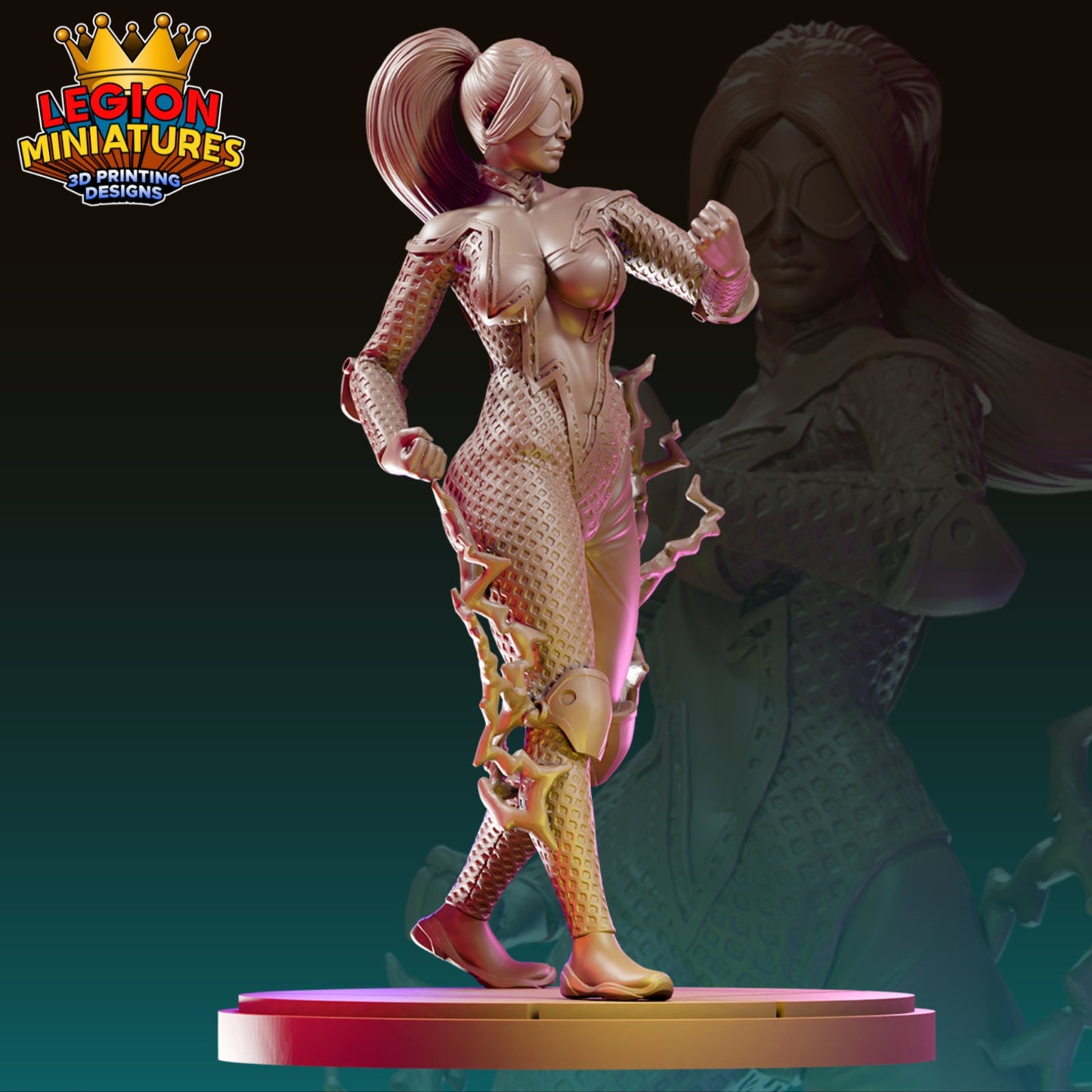 Jolt Fan Art 40mm Miniature (Sculpted by Legion Miniatures) (Crisis Protocol Proxy/Alternative)