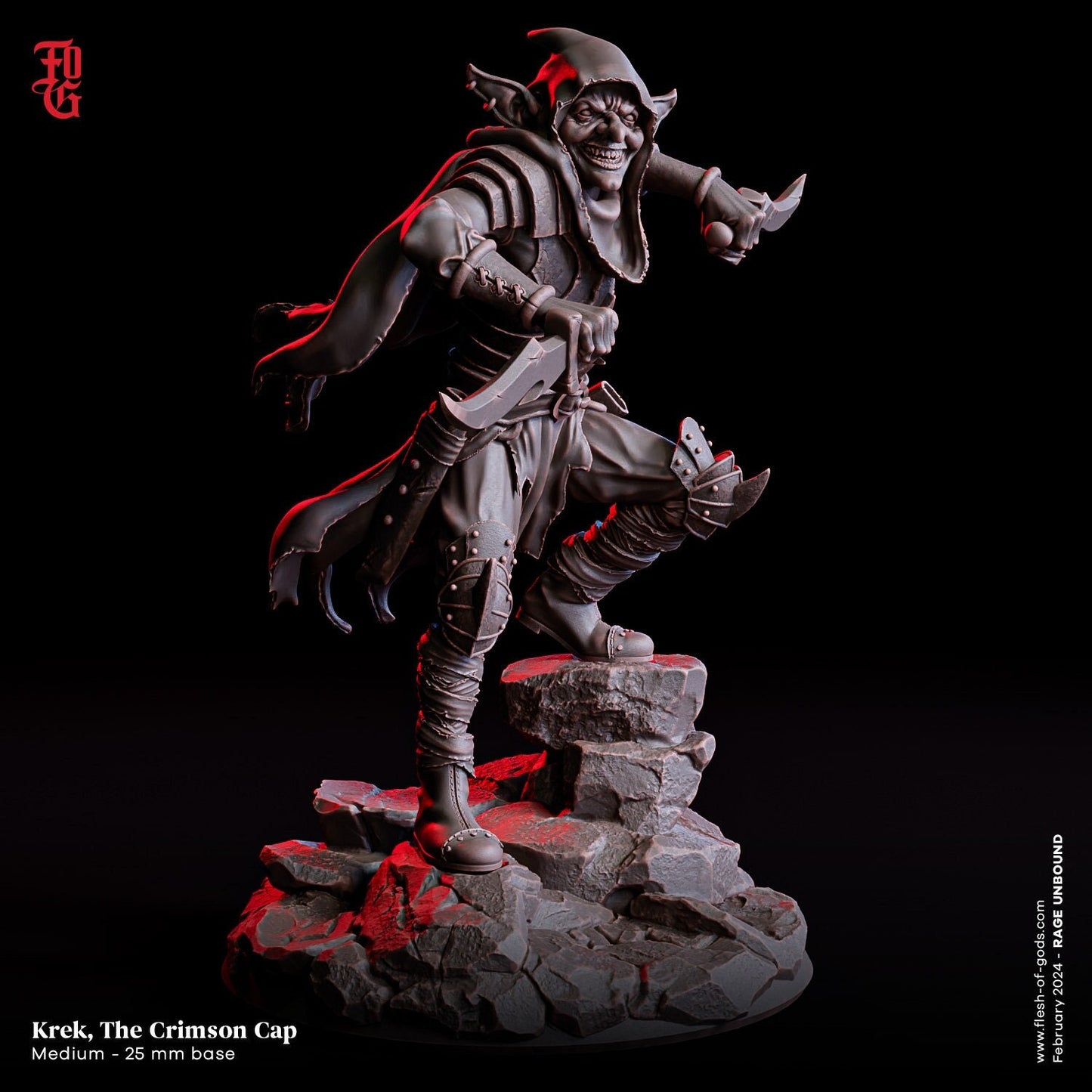 Krek, The Crimson Cap - Rage Unbound (sculpted by Flesh of Gods miniatures)