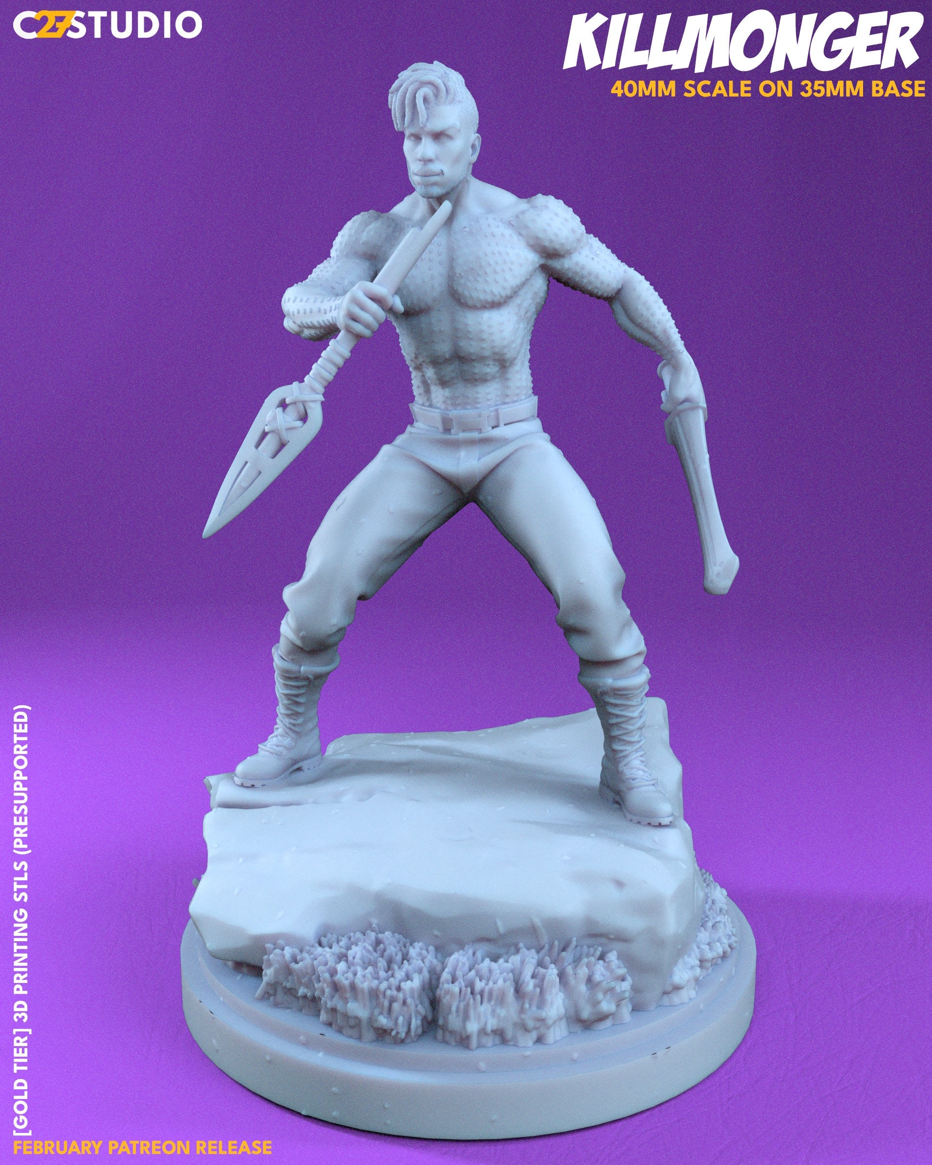 Killmonger / Usurper 40mm miniature (fan art sculpted by C27 collectibles) (Crisis Protocol Proxy/Alternative)