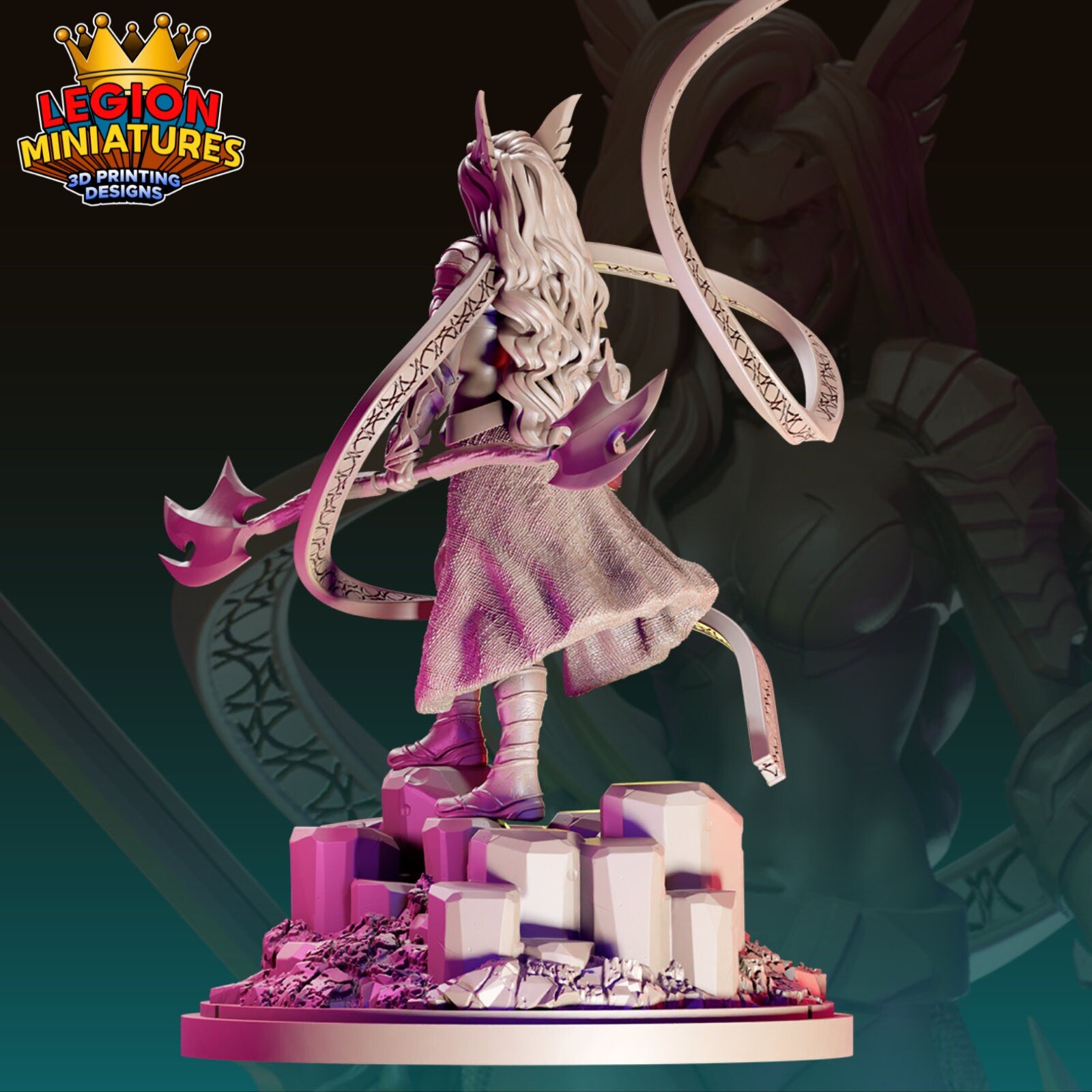 Angela Fan Art 40mm Miniature (Sculpted by Legion Miniatures) (Crisis Protocol Proxy/Alternative)