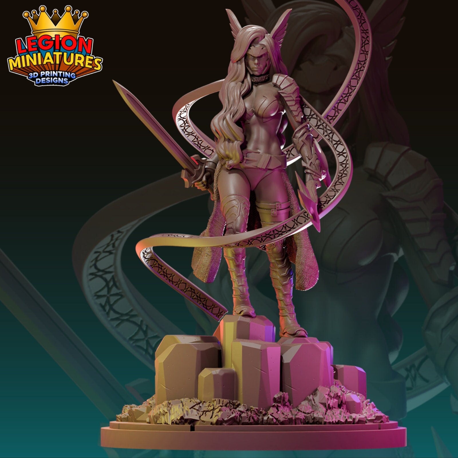 Angela Fan Art 40mm Miniature (Sculpted by Legion Miniatures) (Crisis Protocol Proxy/Alternative)