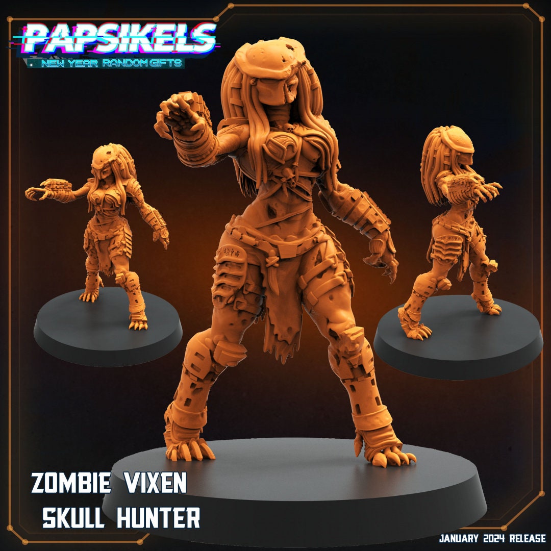 Zombie Vixen Skull Hunter - Predator Fan Art (sculpted by Papsikels)