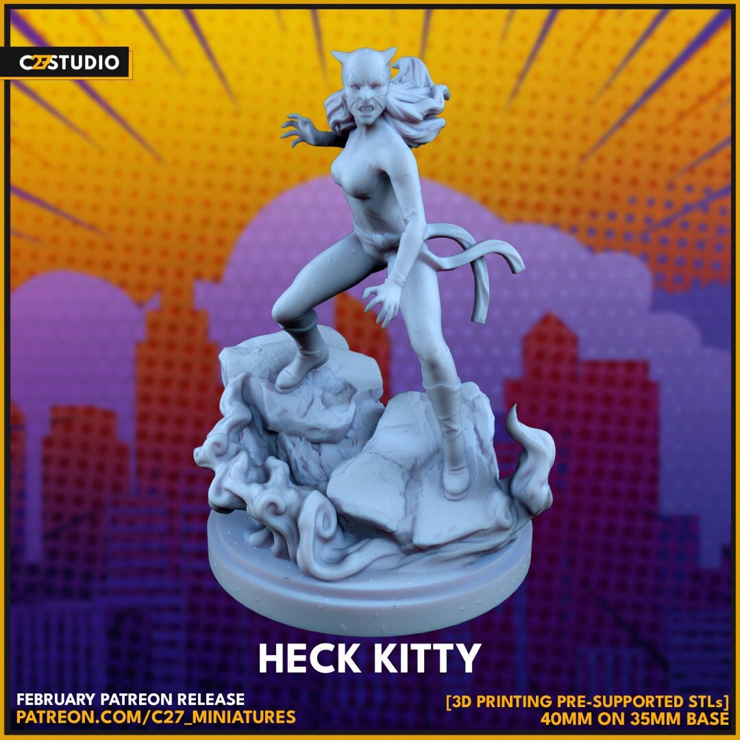 Hellcat / Heck Kitty 40mm miniature (sculpted by C27 collectibles) (Crisis Protocol Proxy/Alternative)