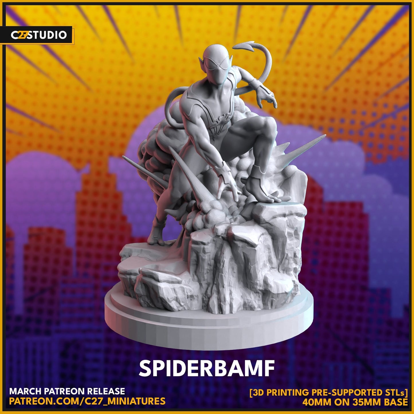 Uncanny Spider-Man 40mm miniature (sculpted by C27 collectibles) (Crsis Protocol Proxy/Alternative)