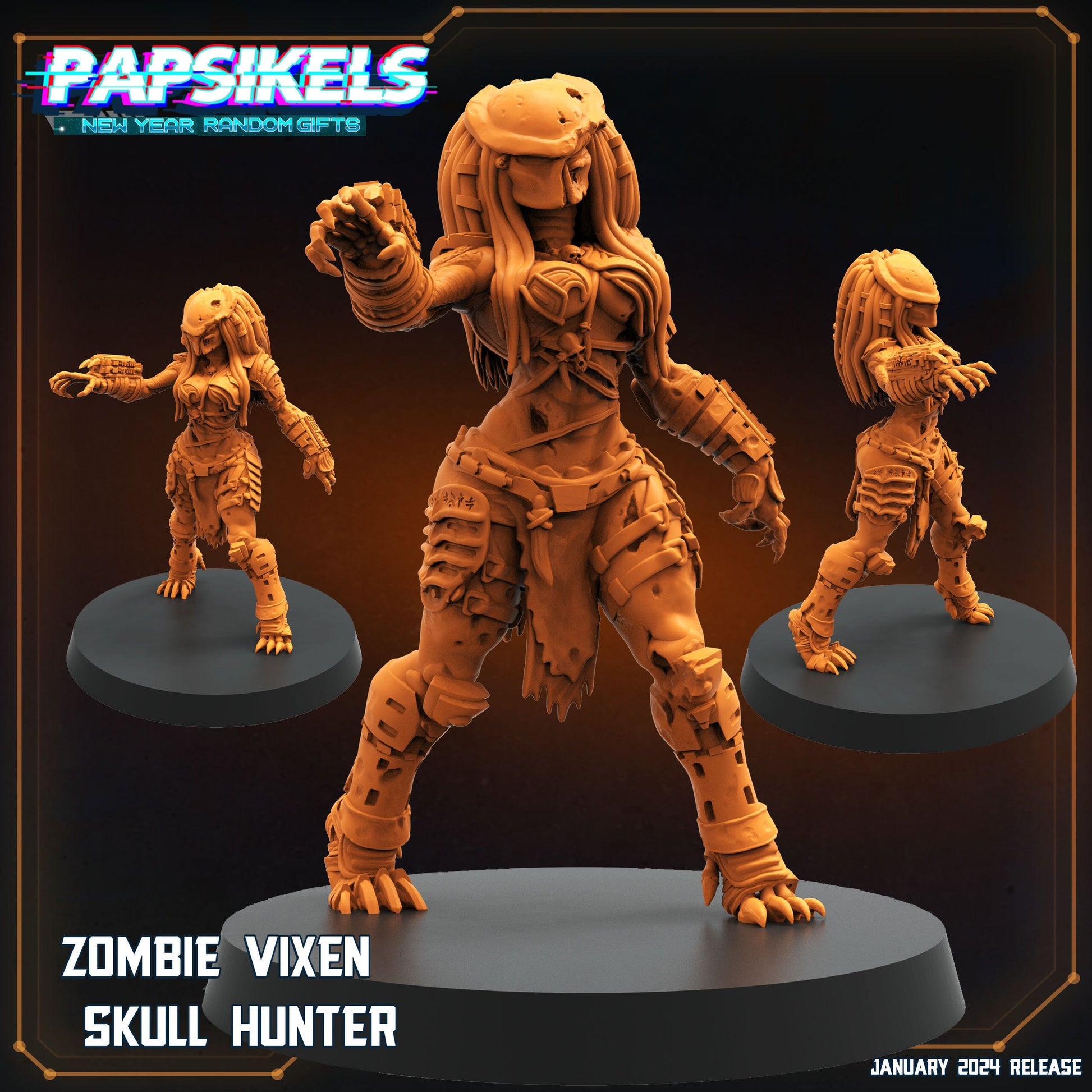 Zombie Vixen Skull Hunter - Predator Fan Art (sculpted by Papsikels)