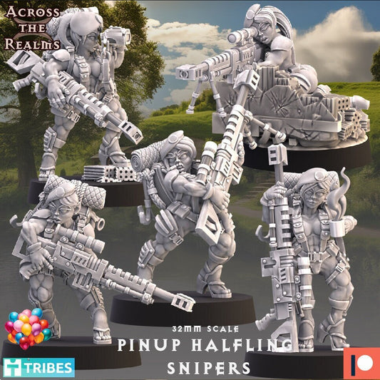 Pin-Up Halfling Snipers (5 models) - (sculpted by Across the Realms)