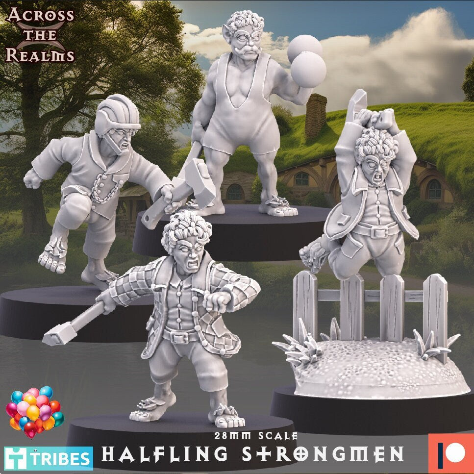 Halfling Strongmen (4 models) - (sculpted by Across the Realms)