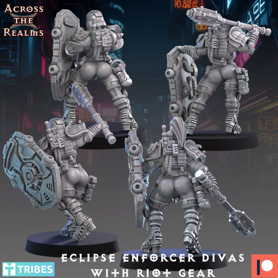 Eclipse Enforcer Divas with Riot Gear (4 Models) - (sculpted by Across the Realms)