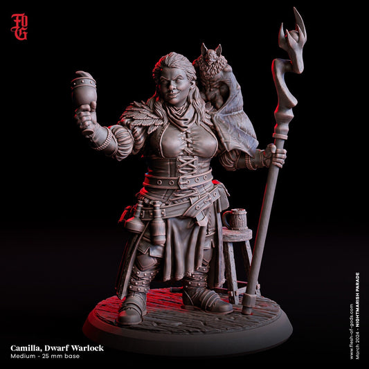 Camilla, Dwarf Warlock - The Nightmarish Parade (sculpted by Flesh of Gods miniatures)