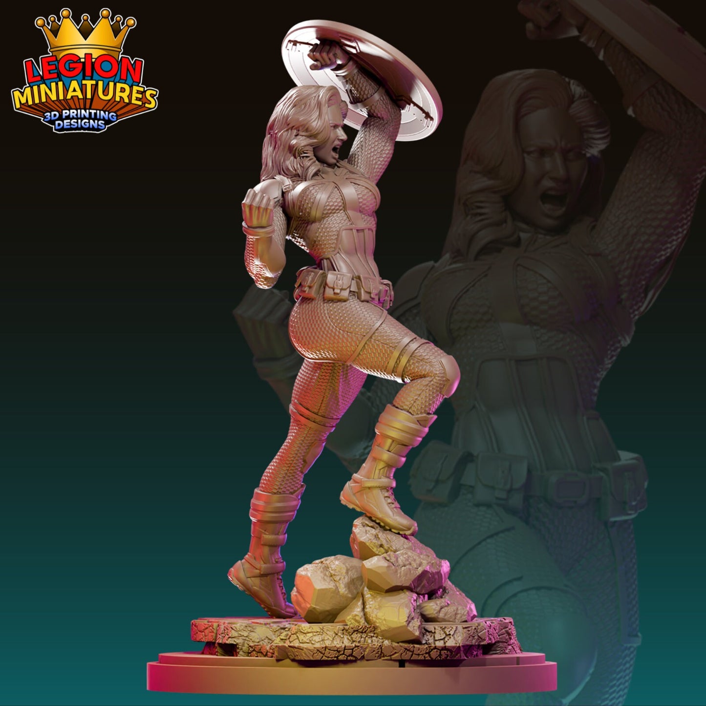 Captain Carter Fan-Art 40mm Miniature (Sculpted by Legion Miniatures) (Crisis Protocol Proxy/Alternative)