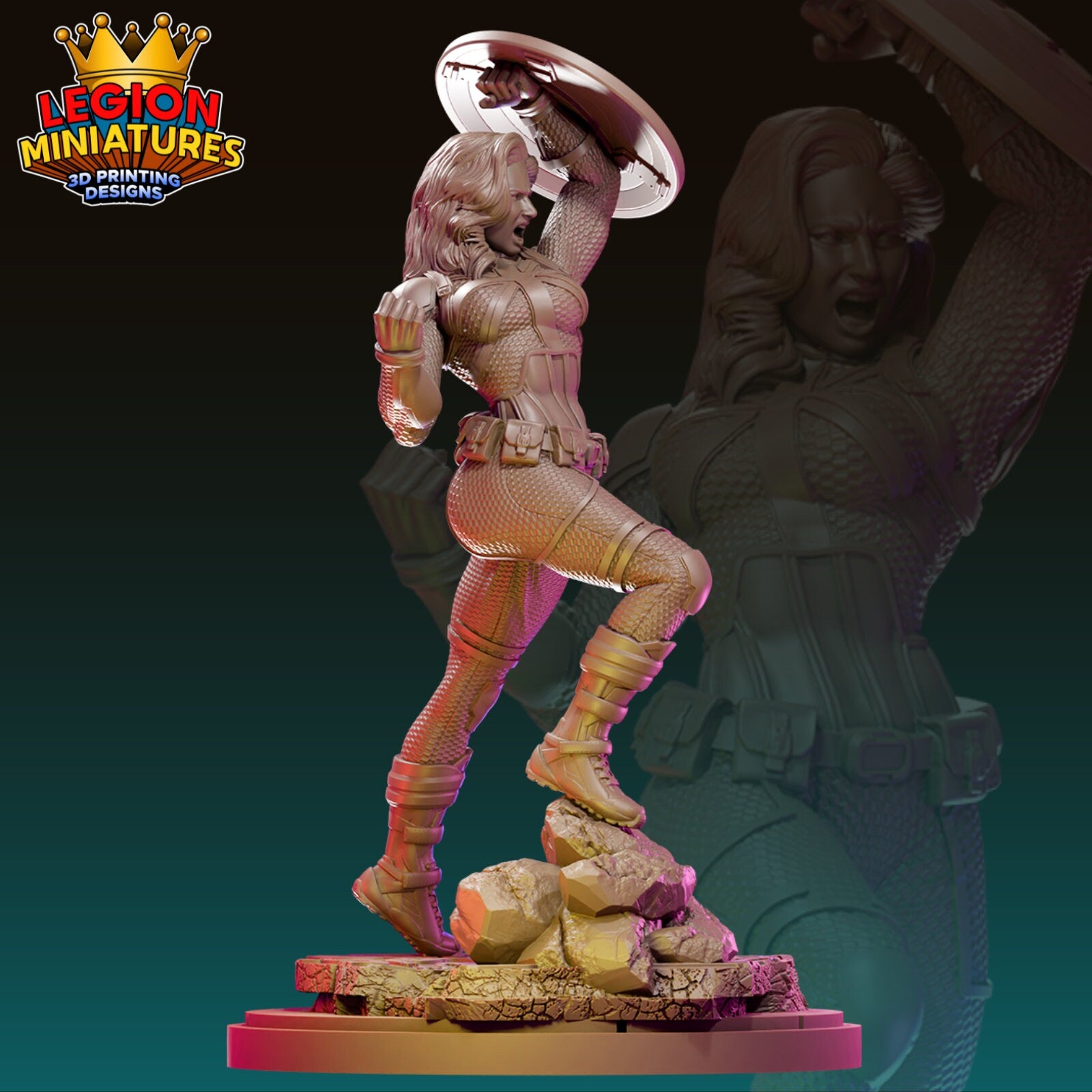 Captain Carter Fan-Art 40mm Miniature (Sculpted by Legion Miniatures) (Crisis Protocol Proxy/Alternative)