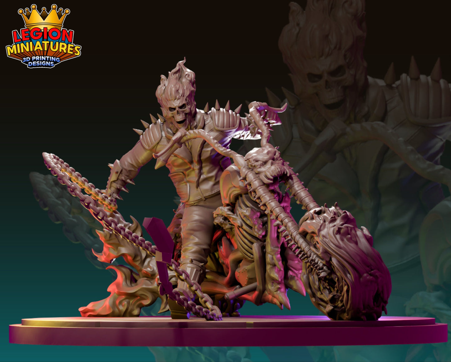 Ghost Rider Fan-Art 40mm Miniature (Sculpted by Legion Miniatures) (Crisis Protocol Proxy/Alternative)