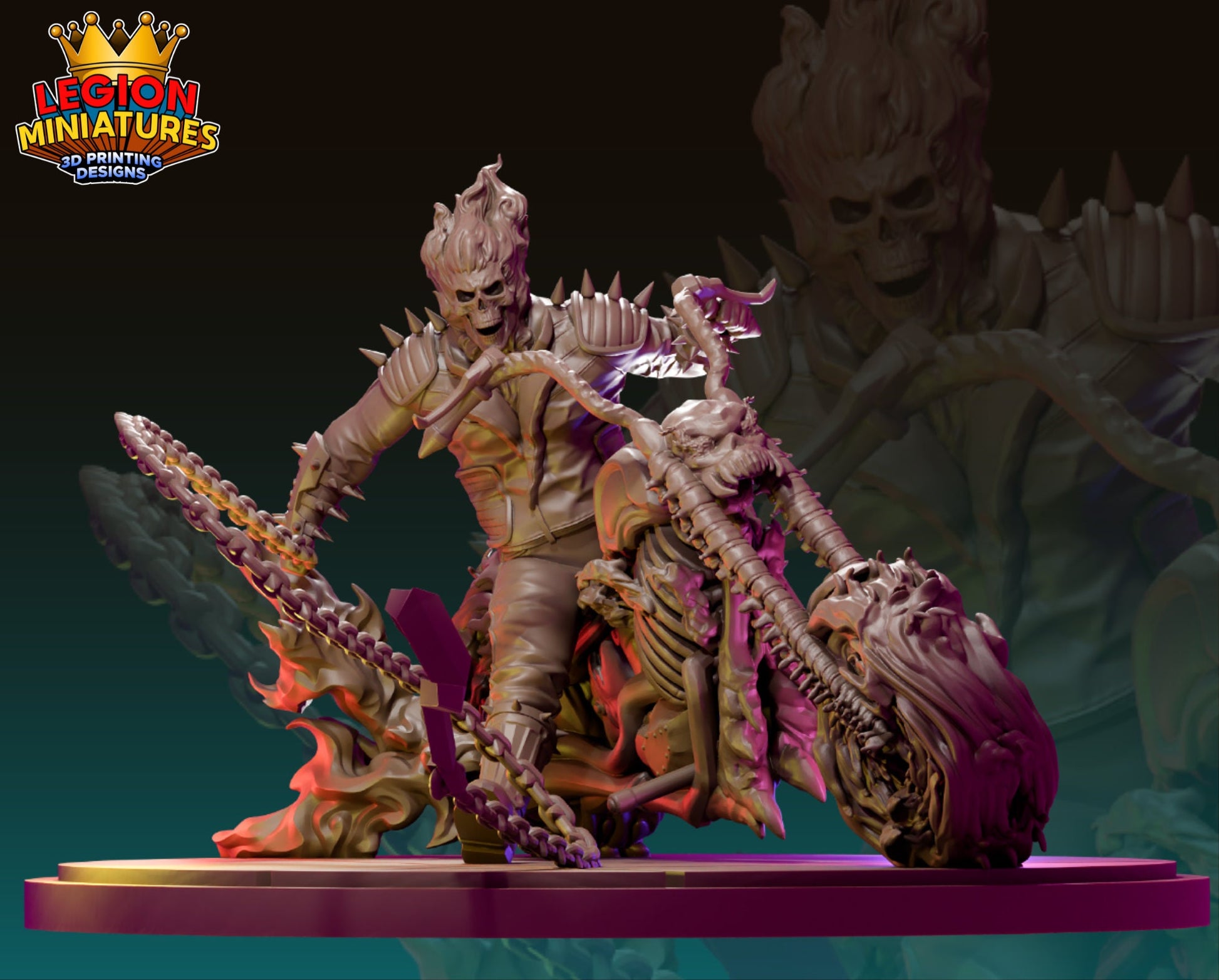 Ghost Rider Fan-Art 40mm Miniature (Sculpted by Legion Miniatures) (Crisis Protocol Proxy/Alternative)