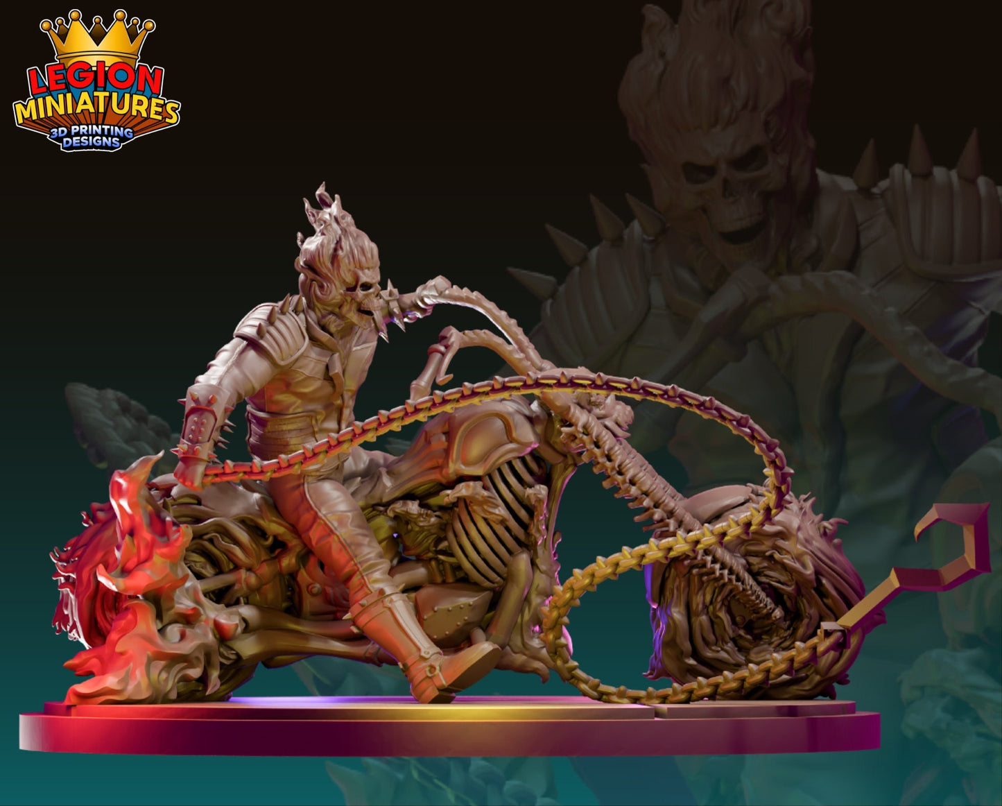 Ghost Rider Fan-Art 40mm Miniature (Sculpted by Legion Miniatures) (Crisis Protocol Proxy/Alternative)