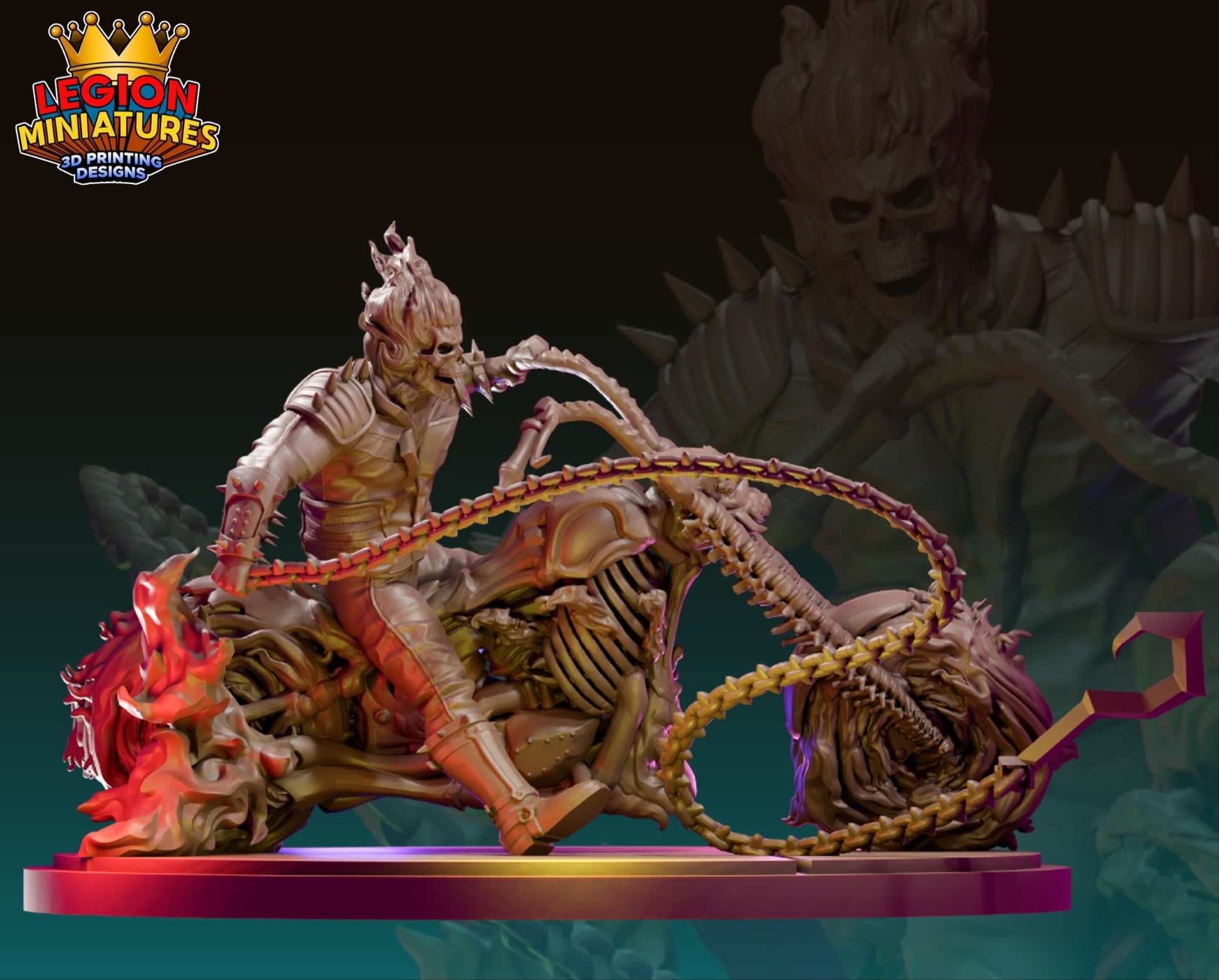 Ghost Rider Fan-Art 40mm Miniature (Sculpted by Legion Miniatures) (Crisis Protocol Proxy/Alternative)