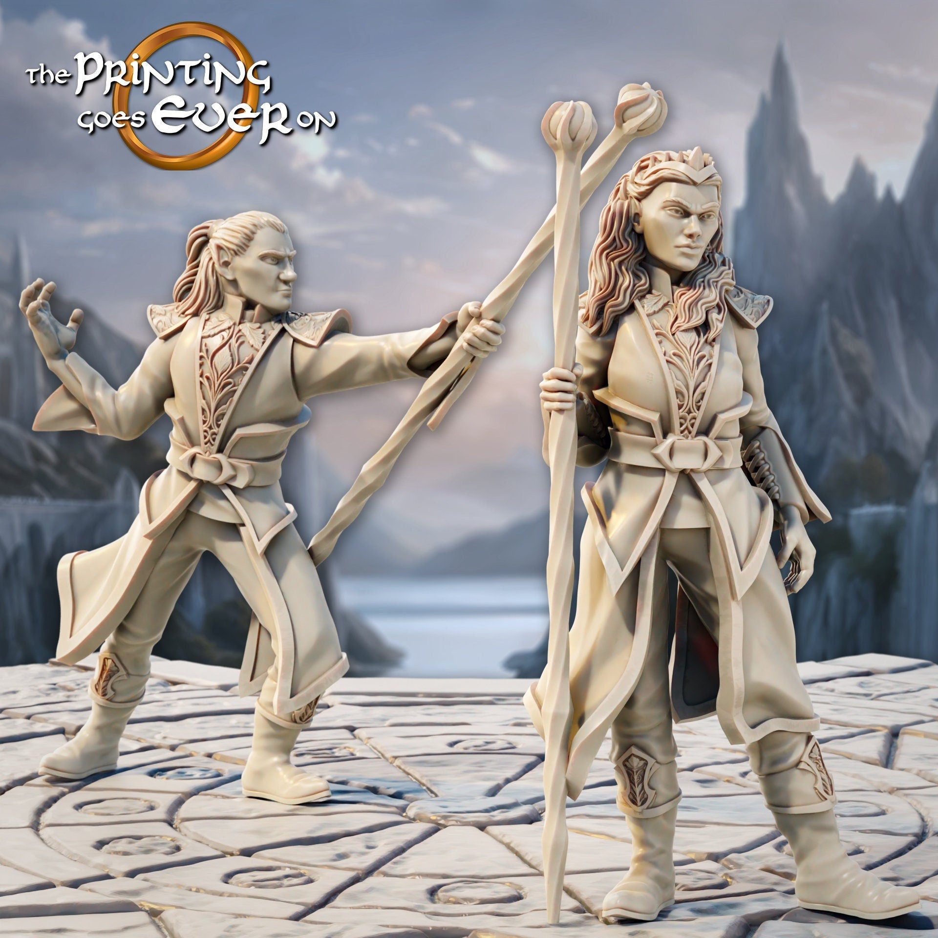 Elven Stormcaller Mages - Set of 2 (sculpted by Print Goes Ever On)