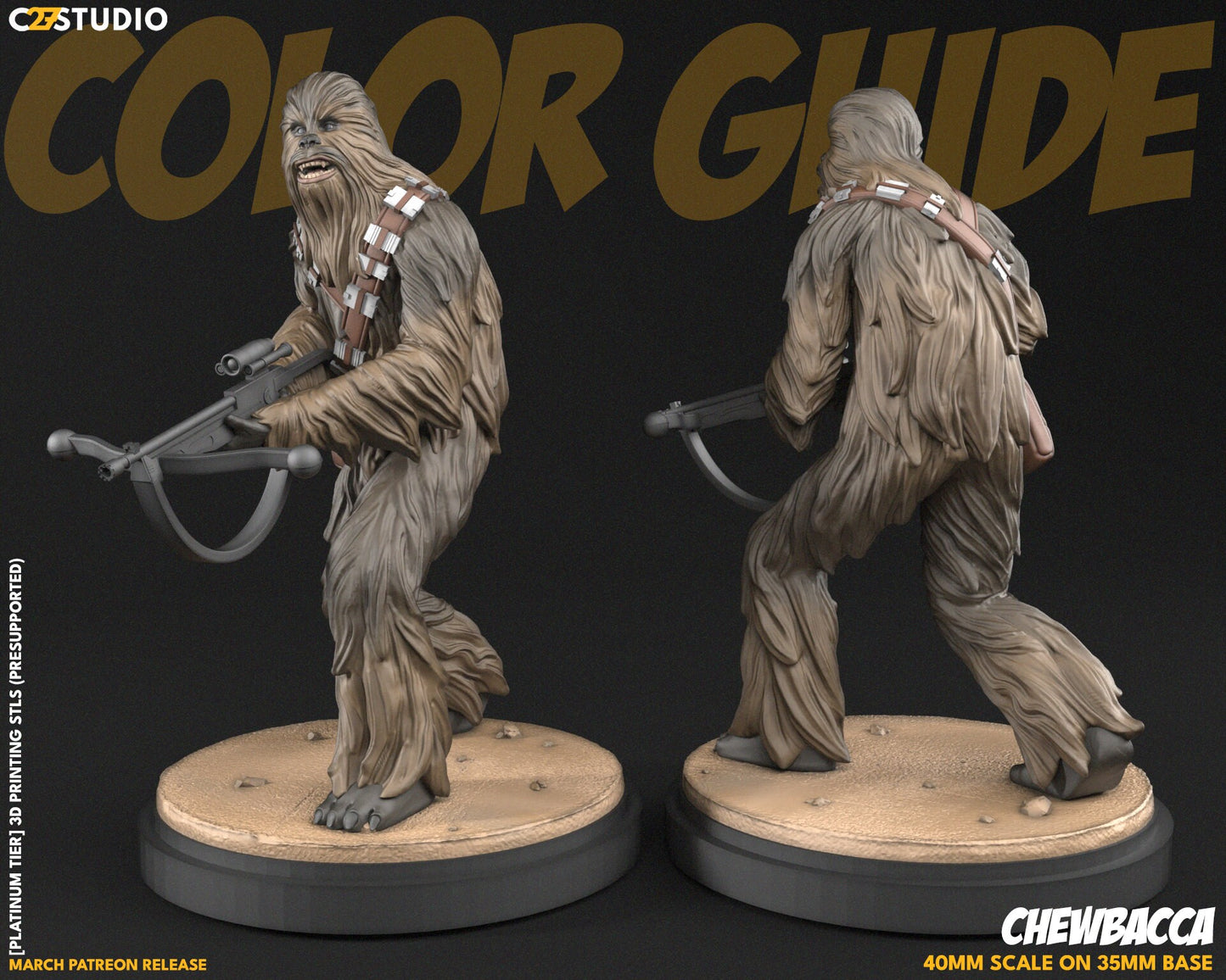 Chewbacca / Fuzzball 40mm miniature (sculpted by C27 collectibles) (Crisis Protocol Proxy/Alternative)