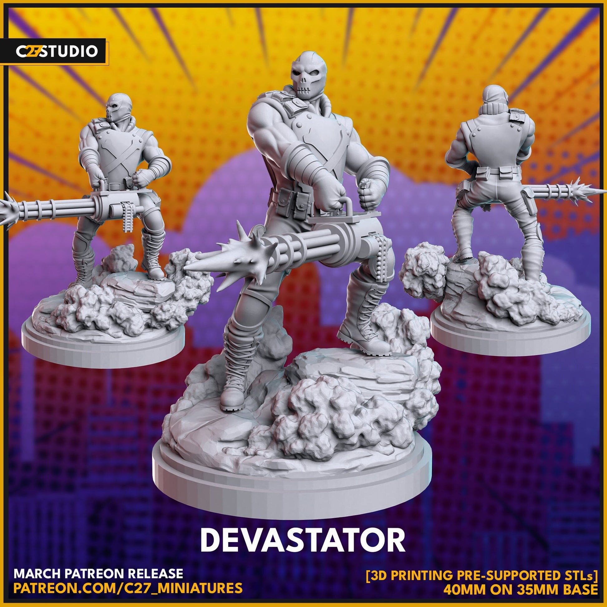 Crossbones / Devastator 40mm miniature (sculpted by C27 collectibles) (Crisis Protocol Proxy/Alternative)