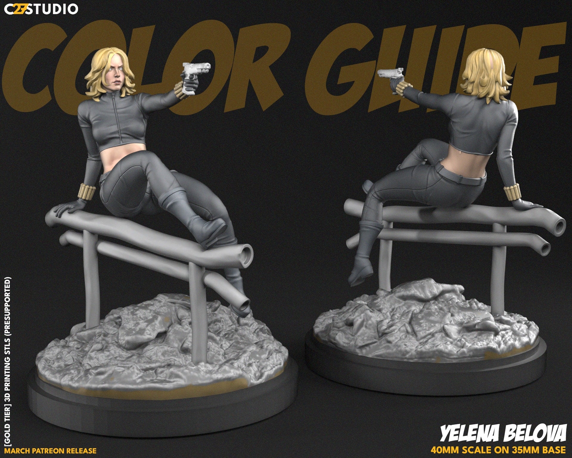 Yelena Belova / Pew Pugh 40mm miniature (sculpted by C27 collectibles) (Crisis Protocol Proxy/Alternative)