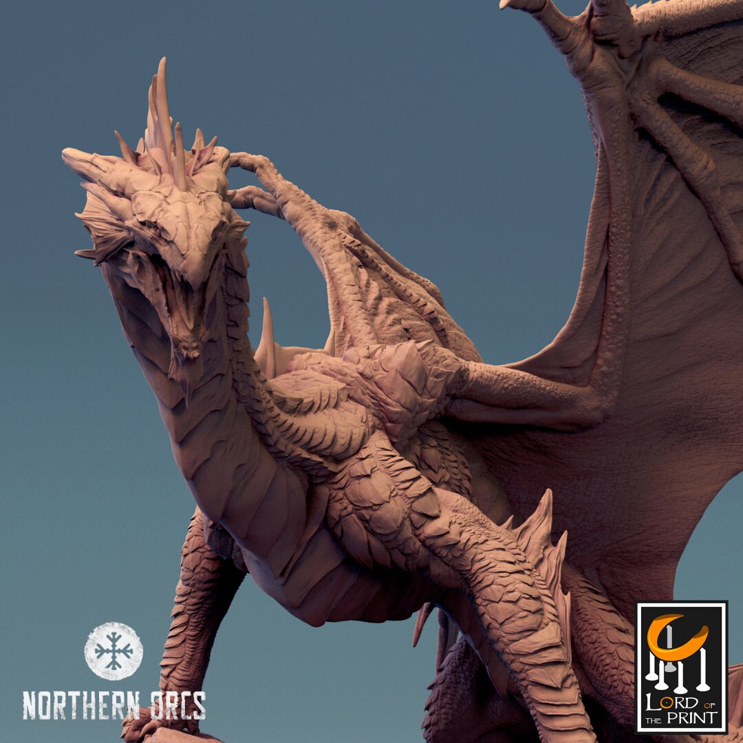 Silver Dragon - Landed (Sculpted by Lord of the Print)