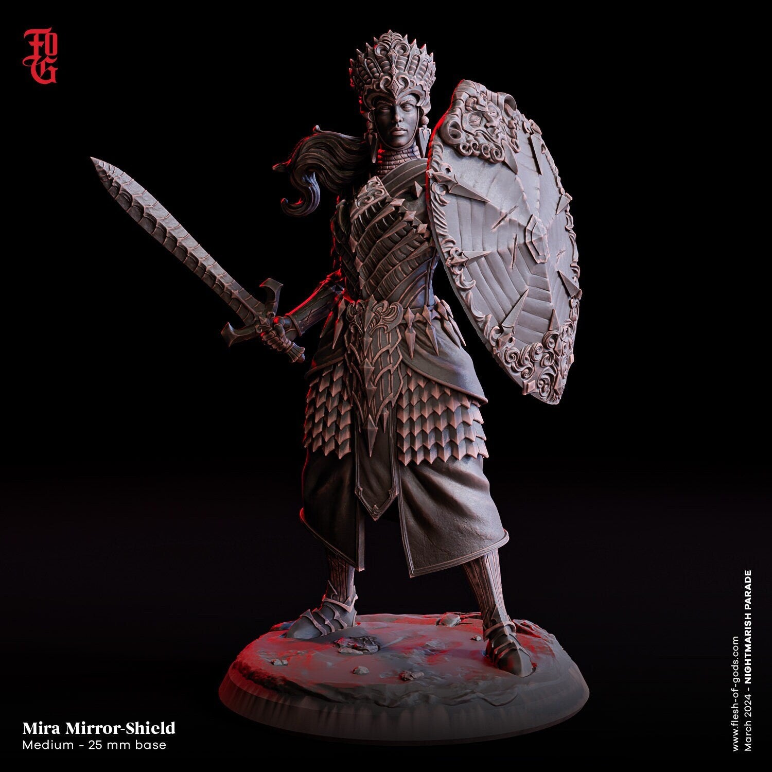 Mira, Mirror Shield - The Nightmarish Parade (sculpted by Flesh of Gods miniatures)