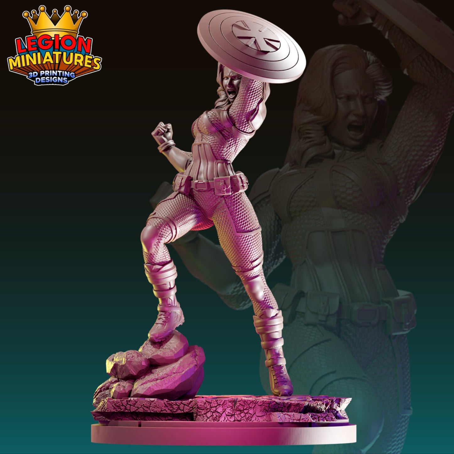 Captain Carter Fan-Art 40mm Miniature (Sculpted by Legion Miniatures) (Crisis Protocol Proxy/Alternative)