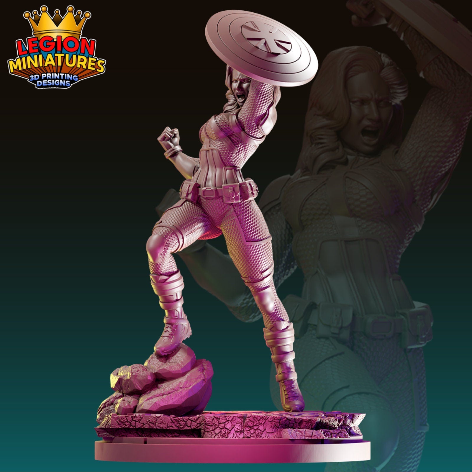 Captain Carter Fan-Art 40mm Miniature (Sculpted by Legion Miniatures) (Crisis Protocol Proxy/Alternative)