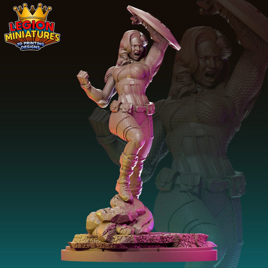 Captain Carter Fan-Art 40mm Miniature (Sculpted by Legion Miniatures) (Crisis Protocol Proxy/Alternative)
