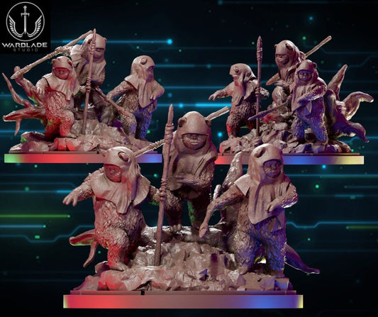 Ewoks with Spears - Fan Art (sculpted by Warblade Studios)