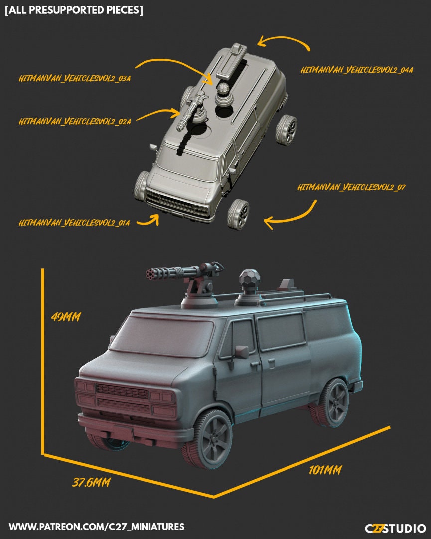 Hitman Van 40mm miniature (sculpted by C27 collectibles) (Crisis Protocol Proxy/Alternative)