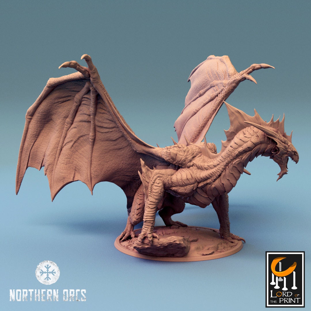 Silver Dragon - Landed (Sculpted by Lord of the Print)