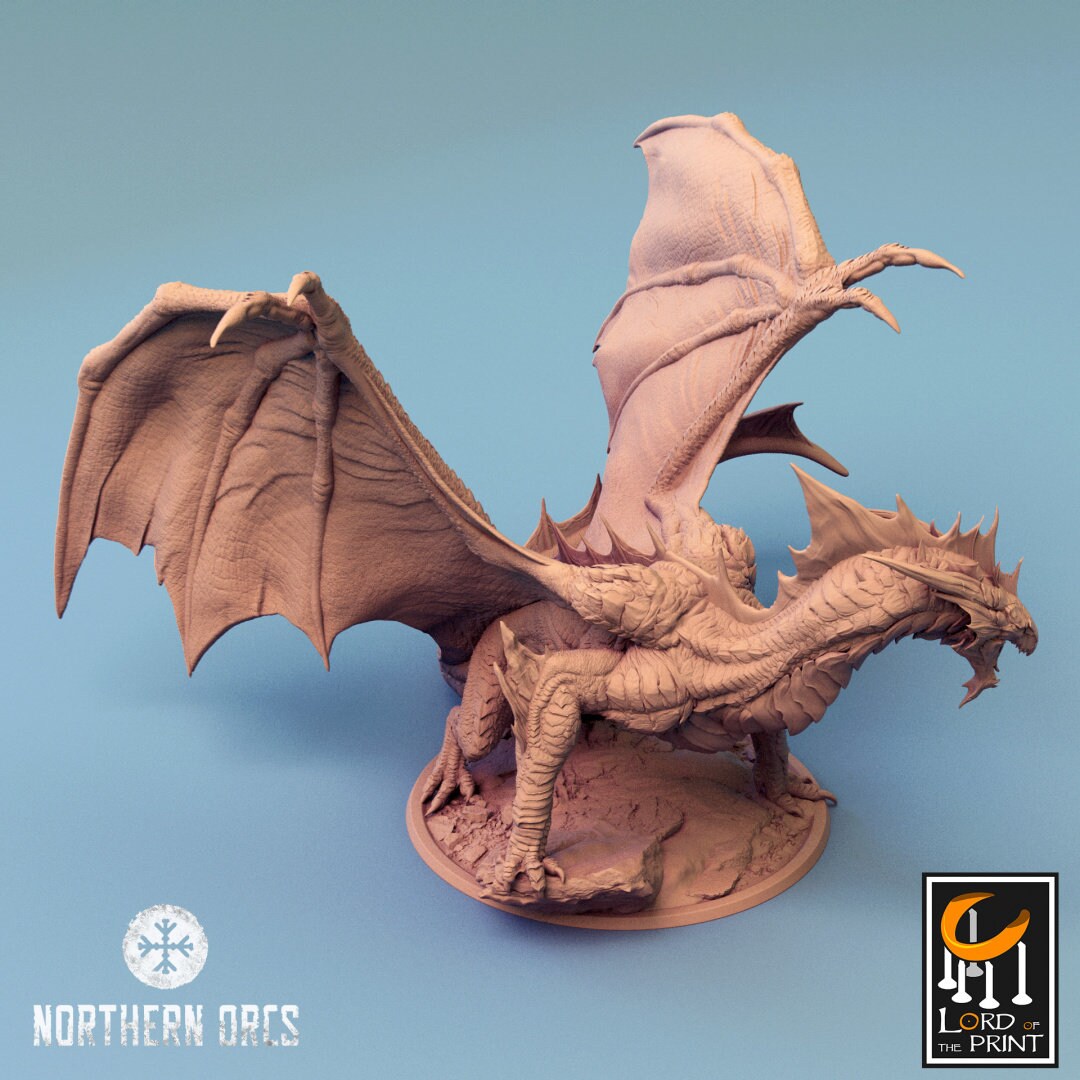 Silver Dragon - Landed (Sculpted by Lord of the Print)