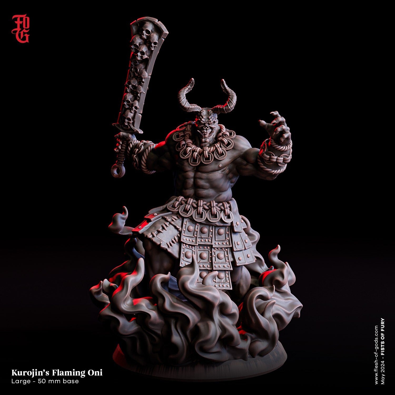 Flaming Oni - Fists of Fury (sculpted by Flesh of Gods miniatures)