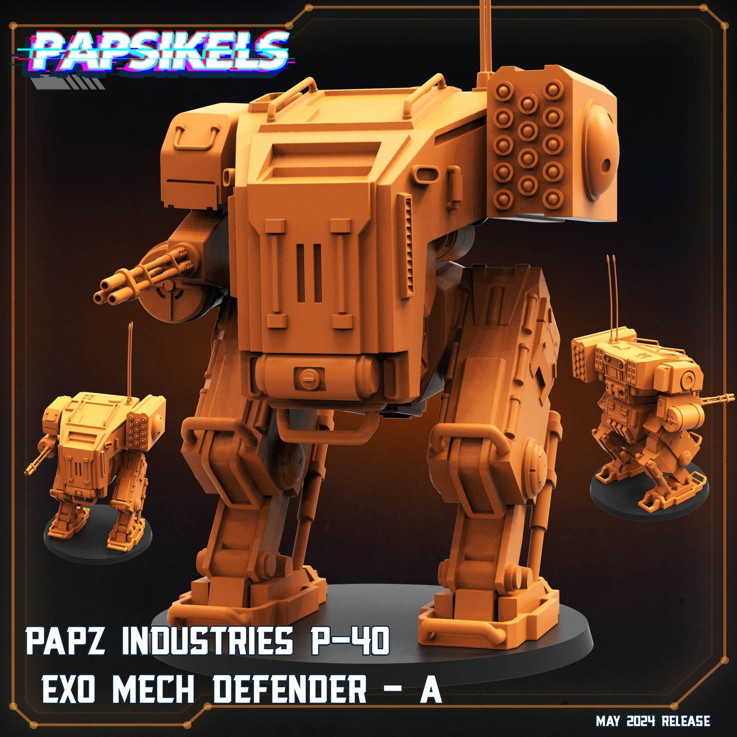 Papz Industries P-40 Exo Mech Defender - A - Helldivers Fan Art (sculpted by Papsikels)